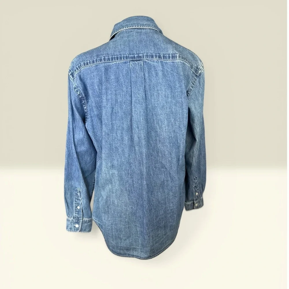 Lauren Jeans Co Ralph Lauren VTGE Denim Shirt SZ SM Blue Crest Logo Button Down - Picture 4 of 12